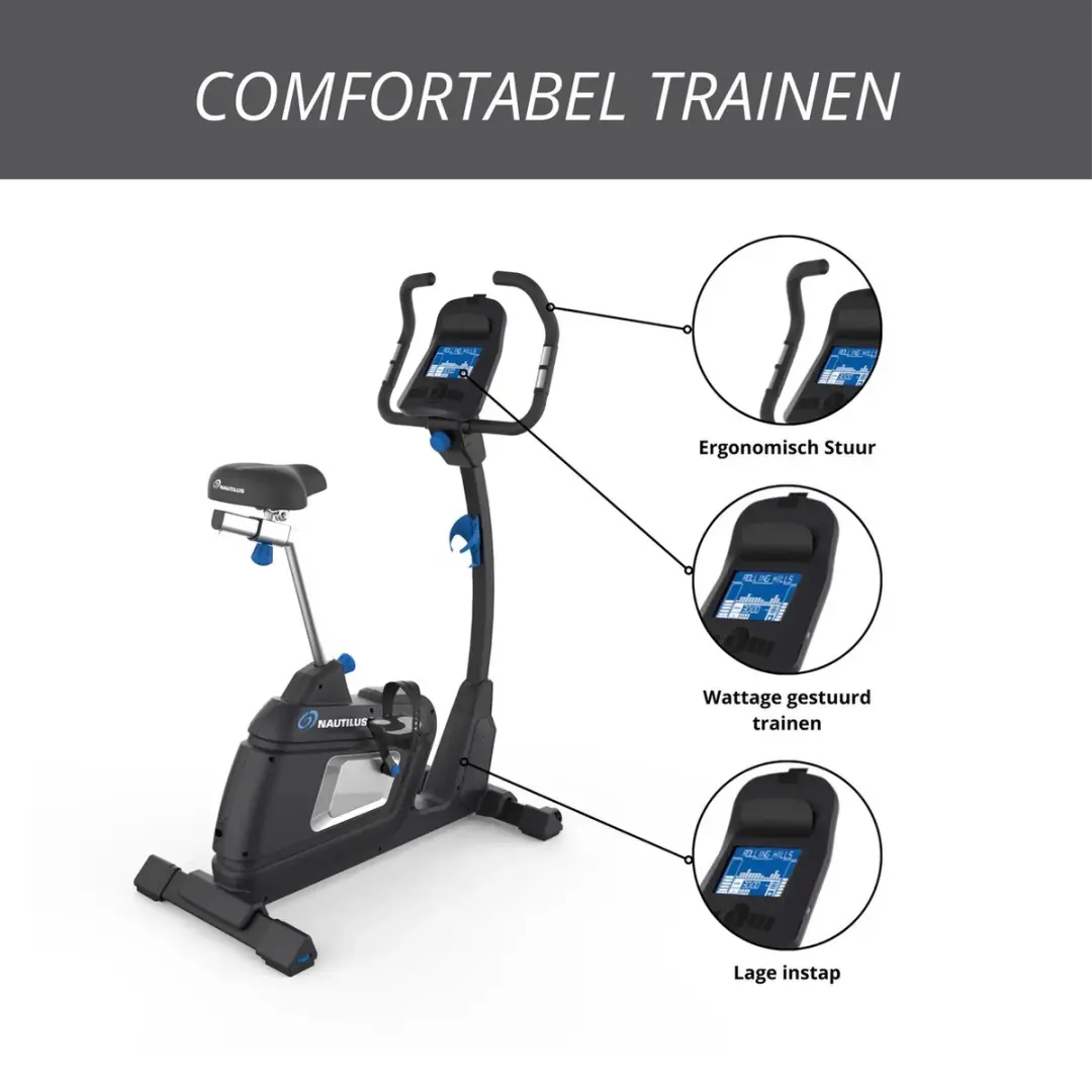 Nautilus U627 Ergometer Hometrainer - 16 Programma's - 32 Niveaus - Zwart