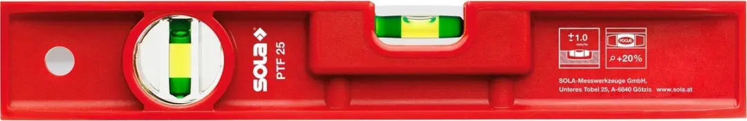 Sola PTF 25 Kunststof Torpedowaterpas 250mm - Rood