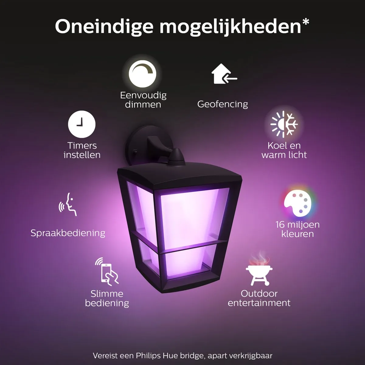 Philips Hue Econic Muurlamp - Zwart