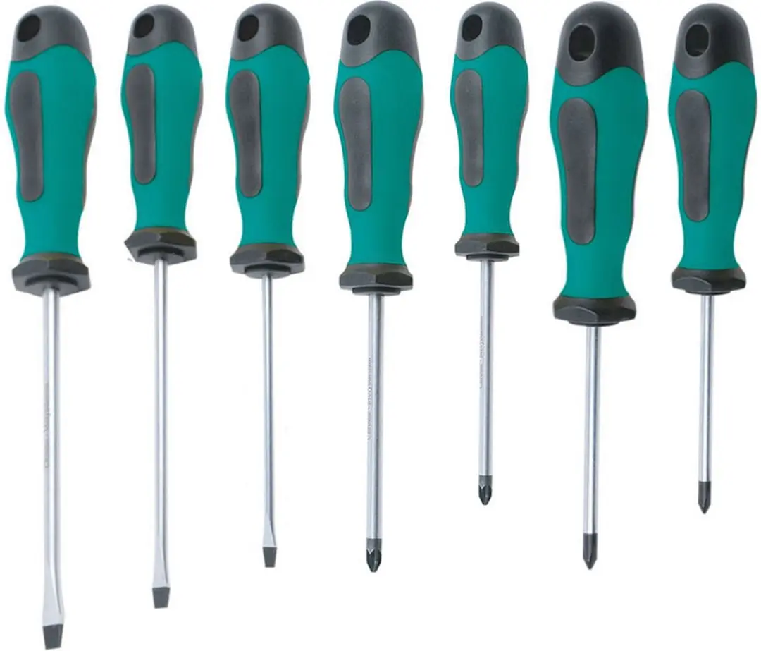 Brüder Mannesmann DS11116 Schroevendraaierset 7-delig - PZ/SL/PH - Geïsoleerd - Groen