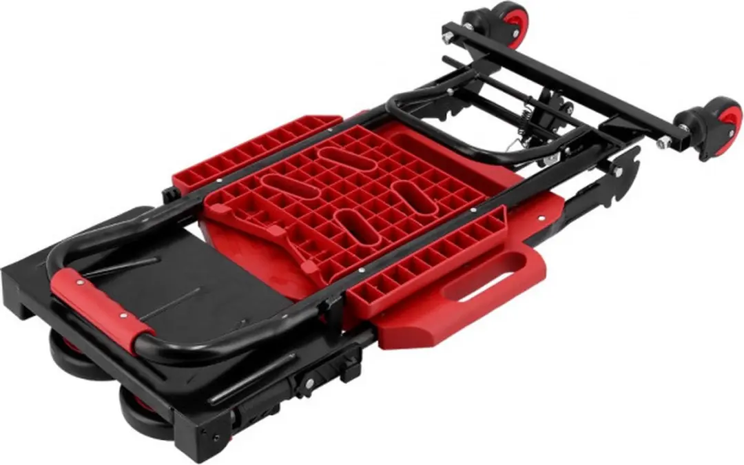 Airpress Opvouwbare 2-in-1 Steekwagen 4 Wielen - Zwart/Rood