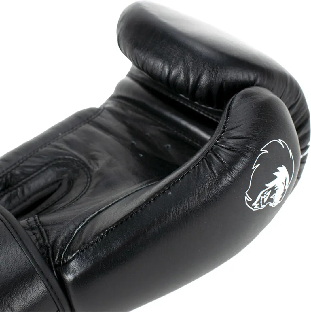 Super Pro Warrior Lederen Bokshandschoenen 14oz - Zwart/Wit