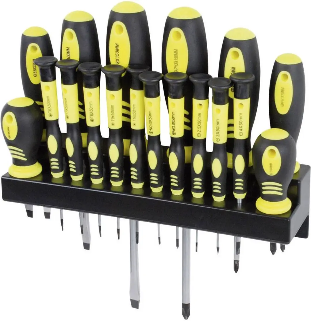 Brüder Mannesmann M11410 Schroevendraaierset 18-delig - Magnetisch - Geel/Zwart
