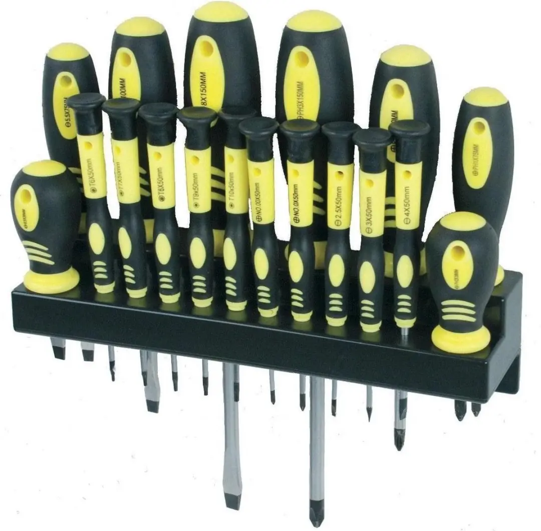 Brüder Mannesmann M11410 Schroevendraaierset 18-delig - Magnetisch - Geel/Zwart