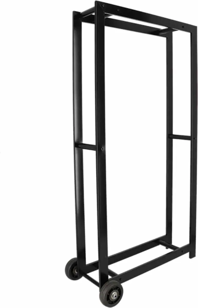 Esschert Design Houtopslag met wielen - Zwart