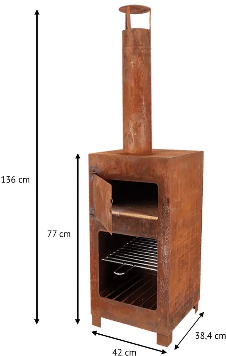 Esschert Design Terraskachel met Pizzasteen - Roestbruin
