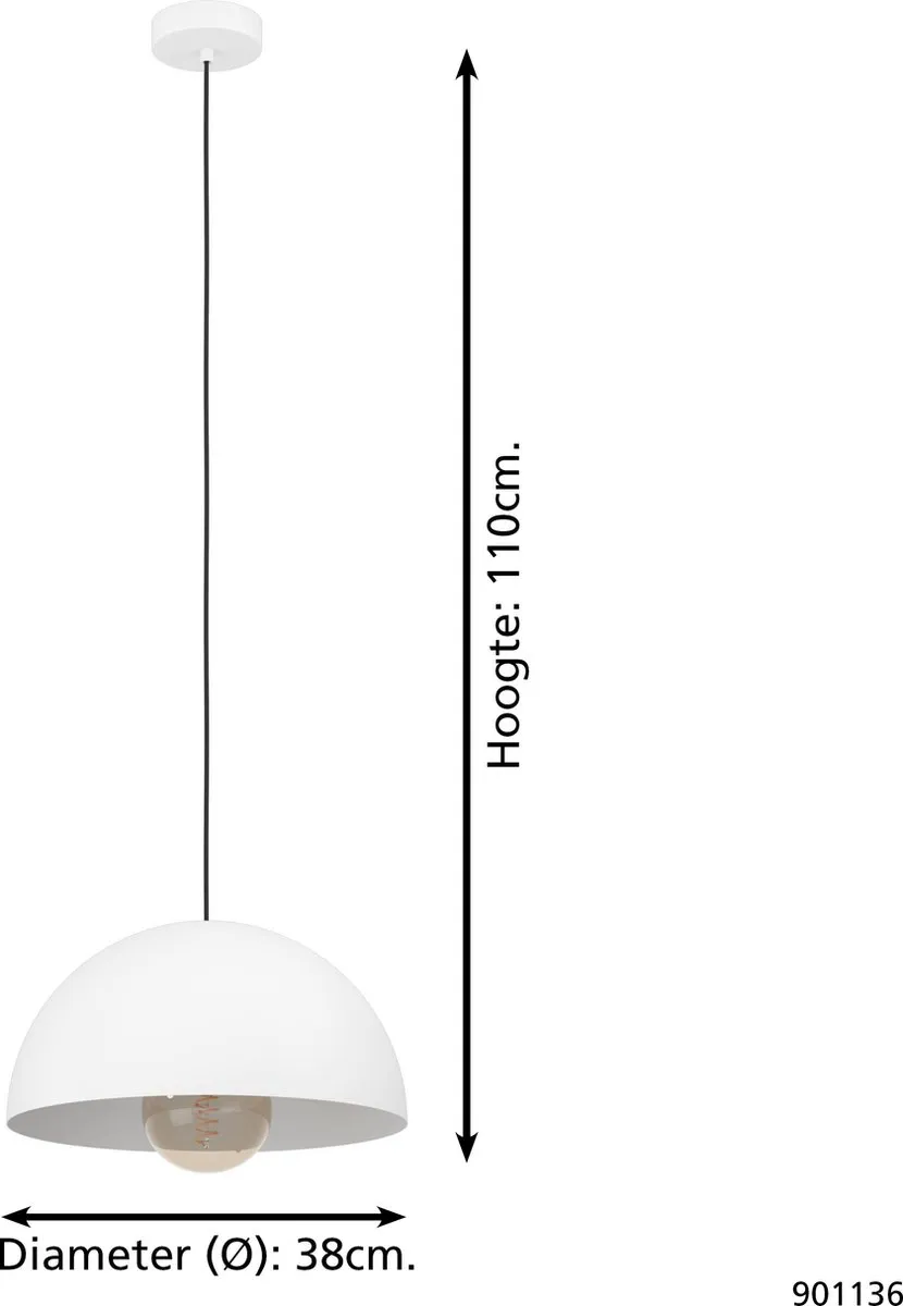 Eglo Gaetano Hanglamp E27 - 1 Lichtpunt - Ø38cm - Wit