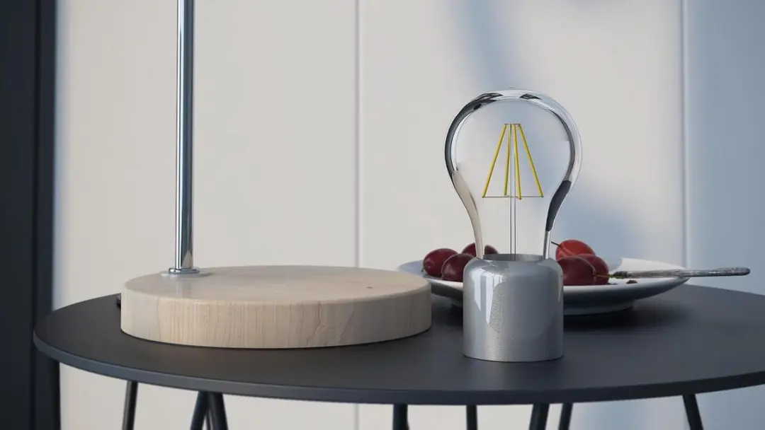 Allocacoc Zwevende Magnetische LED Lamp - Hout/Metalen Kap 11cm