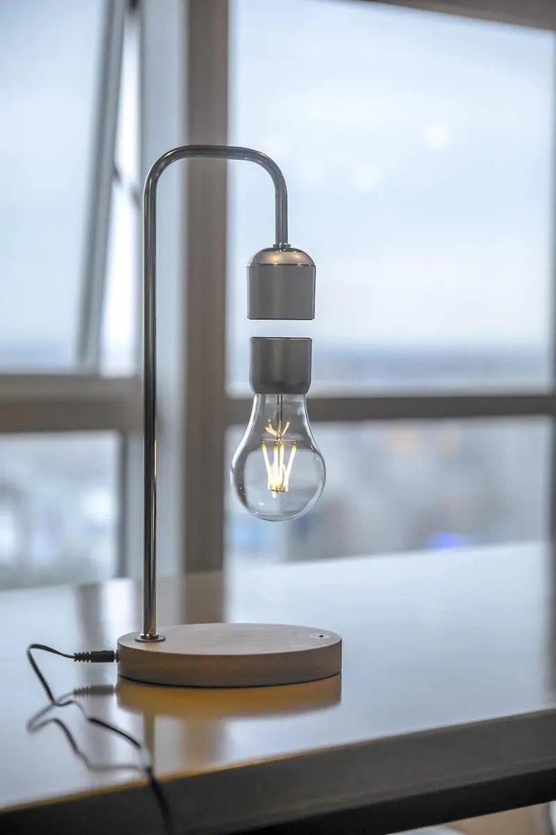 Allocacoc Zwevende Magnetische LED Lamp - Hout/Metalen Kap 11cm