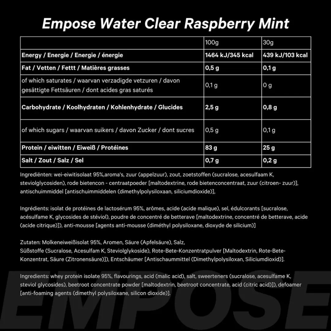 Empose Nutrition Clear Whey Isolate Framboos - 600g - afbeelding 6 van 6