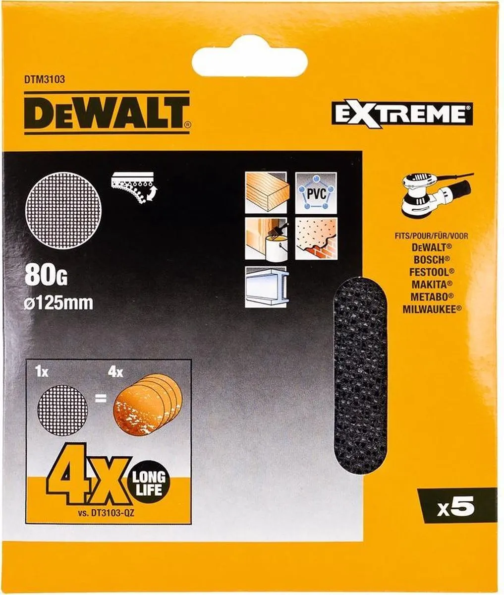 DeWalt DTM3103 Mesh Schuurgaas 125mm - 5 Stuks