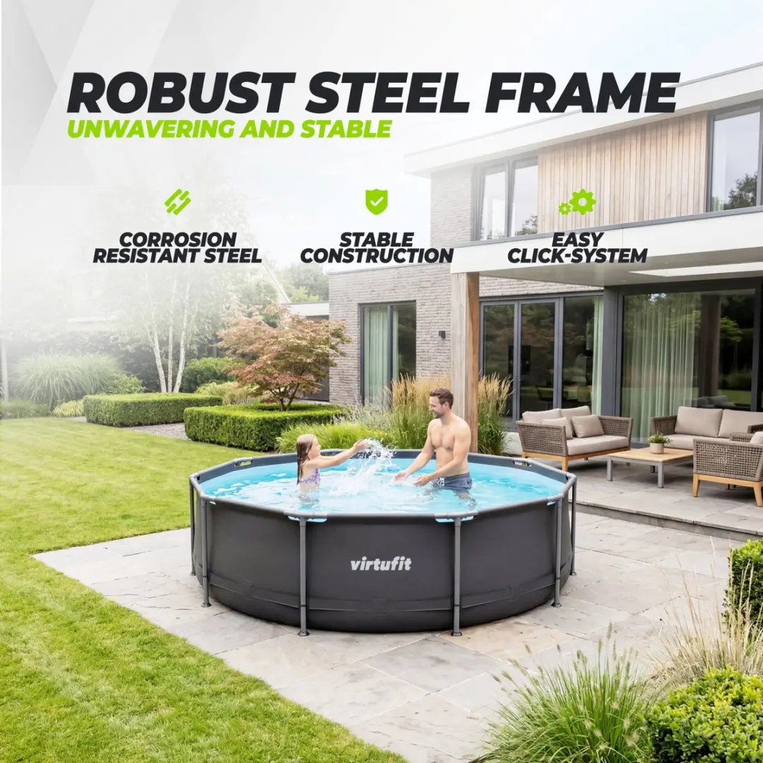 Virtufit Opzetzwembad Ø244cm - 3086L - VF13001 - Grijs