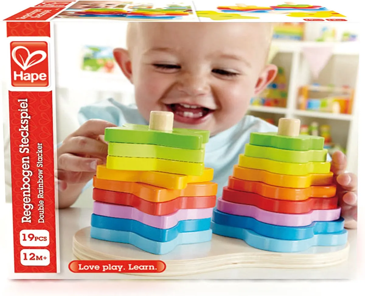 Hape Dubbele Regenboog Stapelaar - 18 Vormen - Veelkleurig