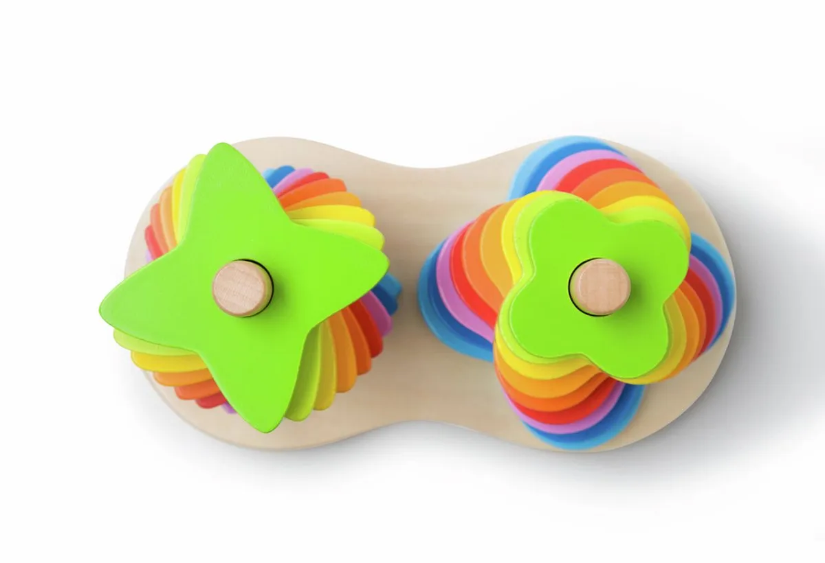 Hape Dubbele Regenboog Stapelaar - 18 Vormen - Veelkleurig