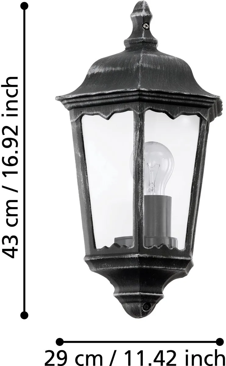 Eglo Navedo Wandlamp 1 Licht - Zwart/Zilver-Patina