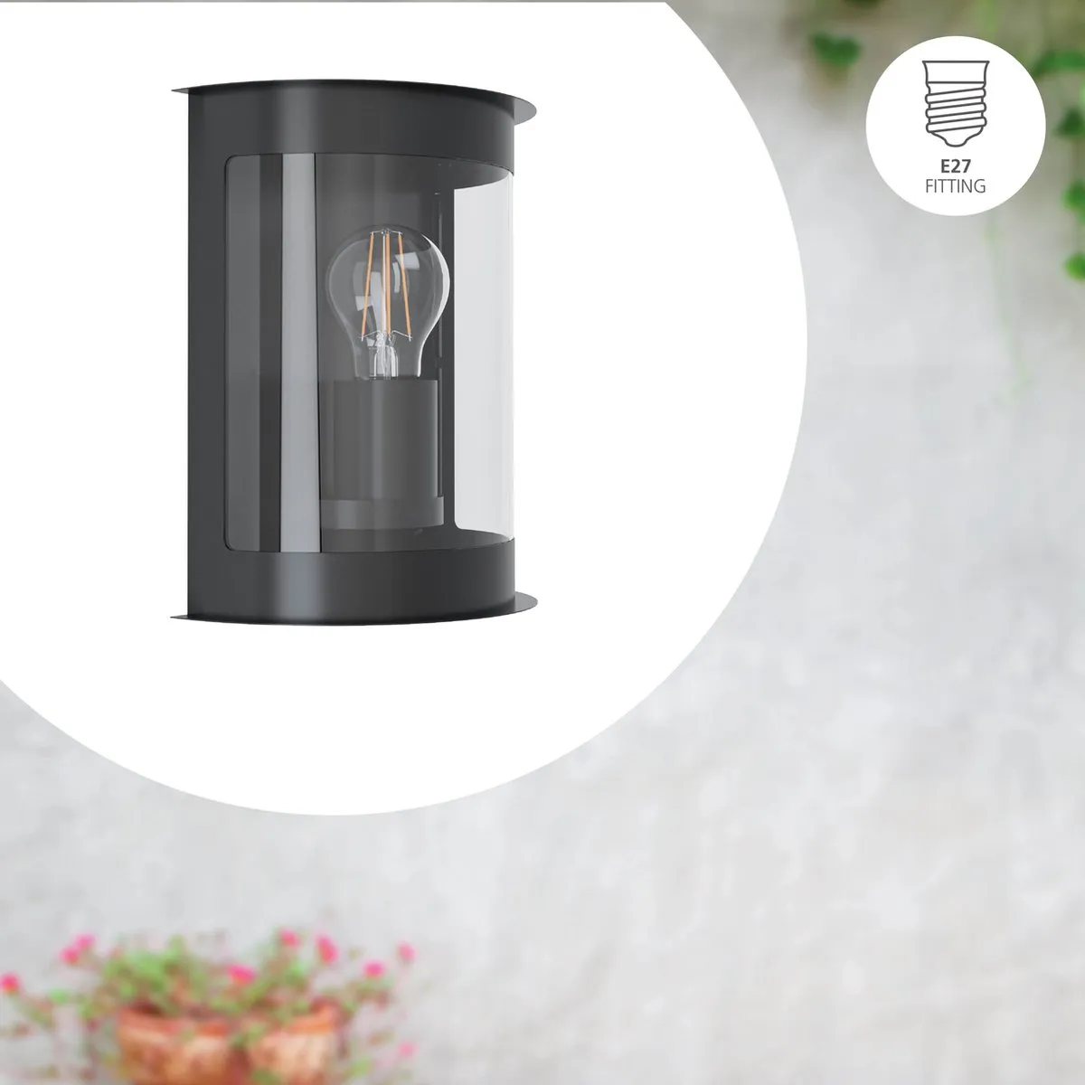 Eglo Daril 1 Wandlamp Buiten E27 - 24cm - Zwart - afbeelding 6 van 6