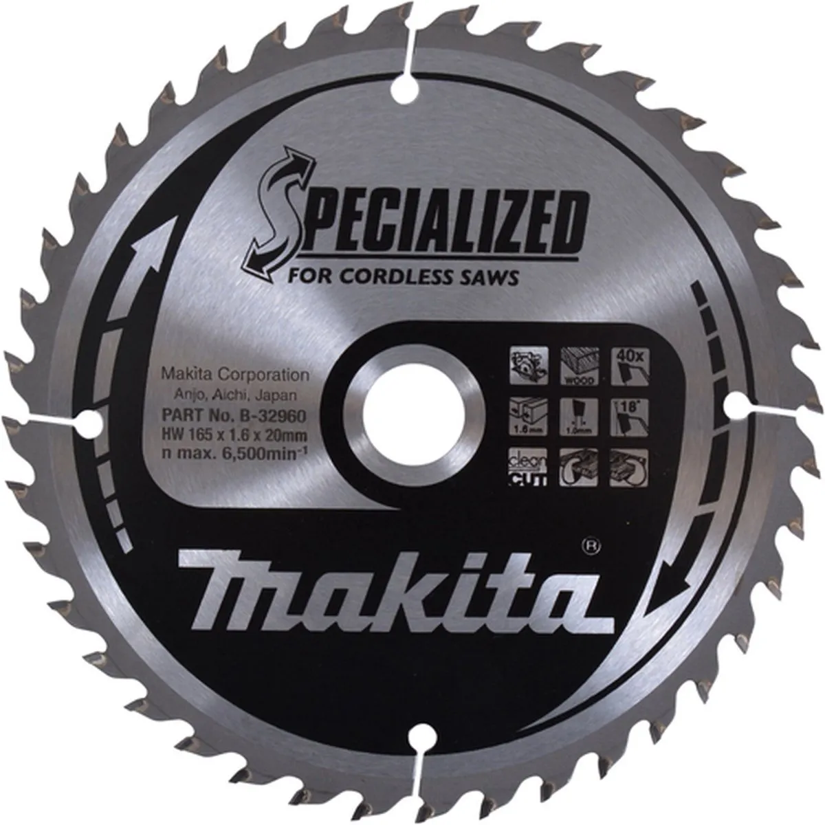Makita Cirkelzaagblad B-32960 Hout 165mm 40T