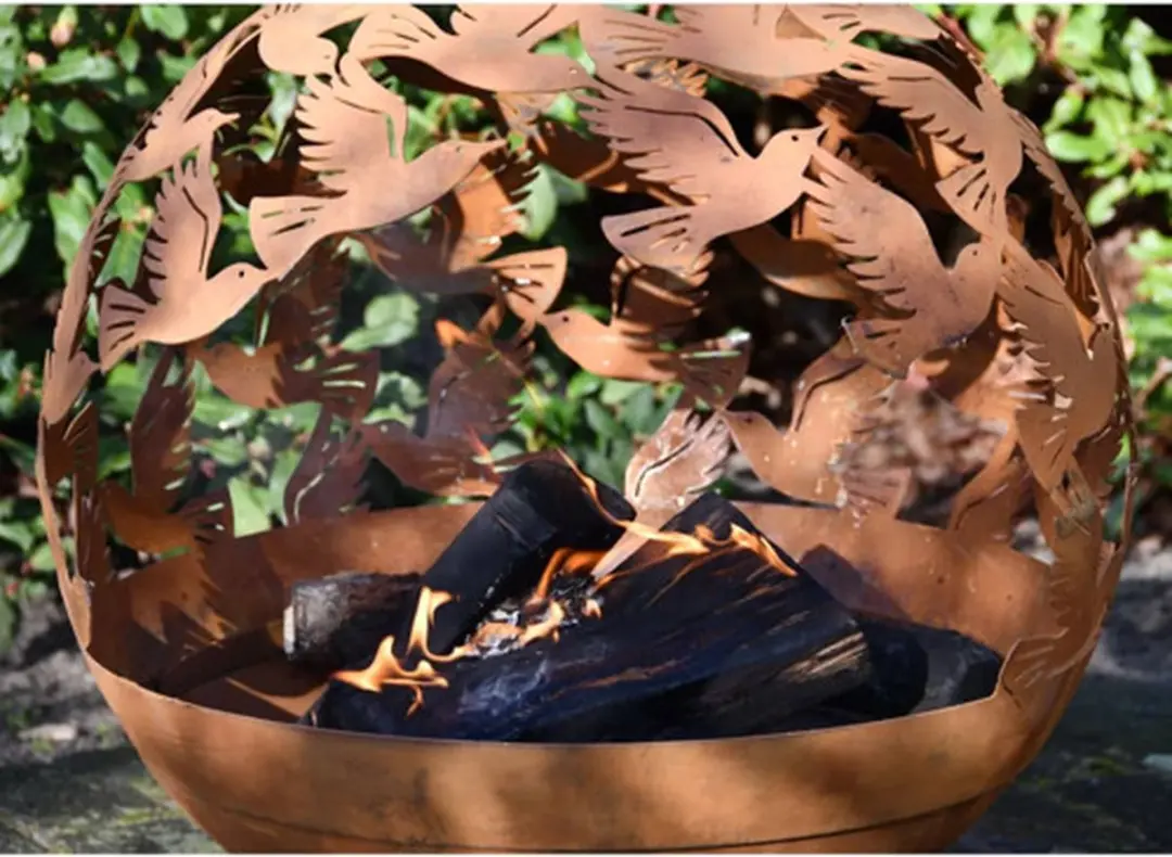Esschert Design Vuurplaats Laser Vogels Ø58cm - Roestbruin
