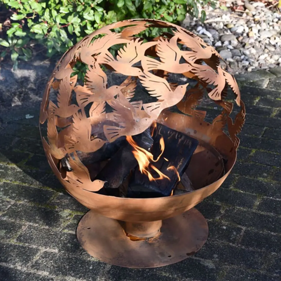 Esschert Design Vuurplaats Laser Vogels Ø58cm - Roestbruin