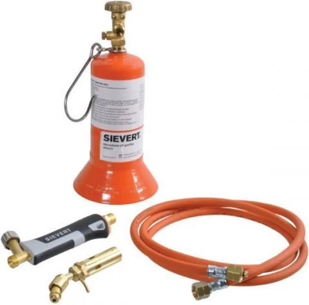 Sievert Soldeerset 200460 - Gasfles met voet & slang 2m