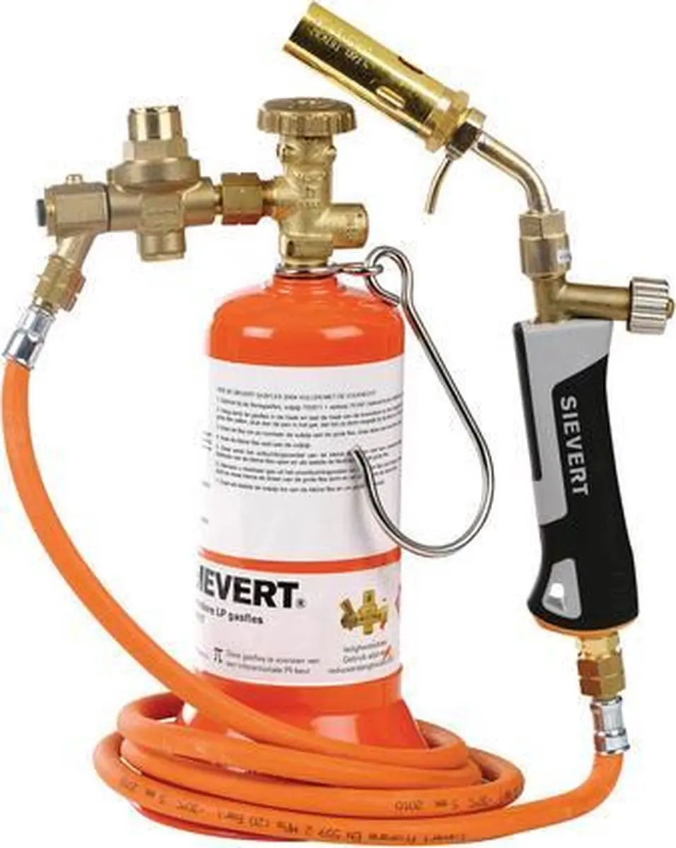 Sievert Soldeerset 200460 - Gasfles met voet & slang 2m