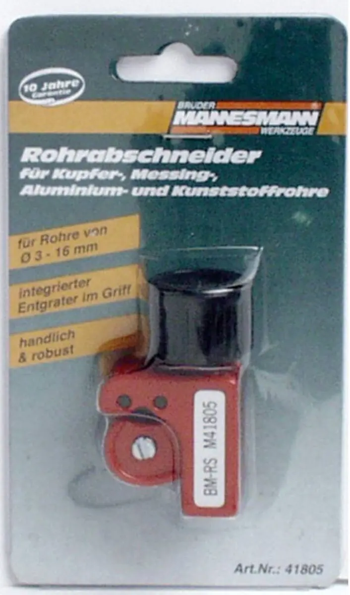 Brüder Mannesmann 41805 Pijpensnijder 3-16mm - Metaal - Rood/Zwart
