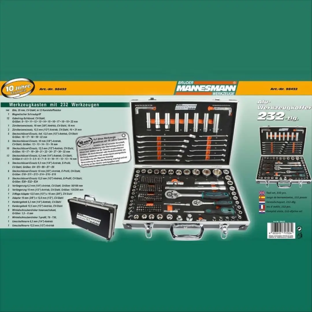 Brüder Mannesmann M98432 Dopsleutelset 232-delig - CV-staal - afbeelding 6 van 6