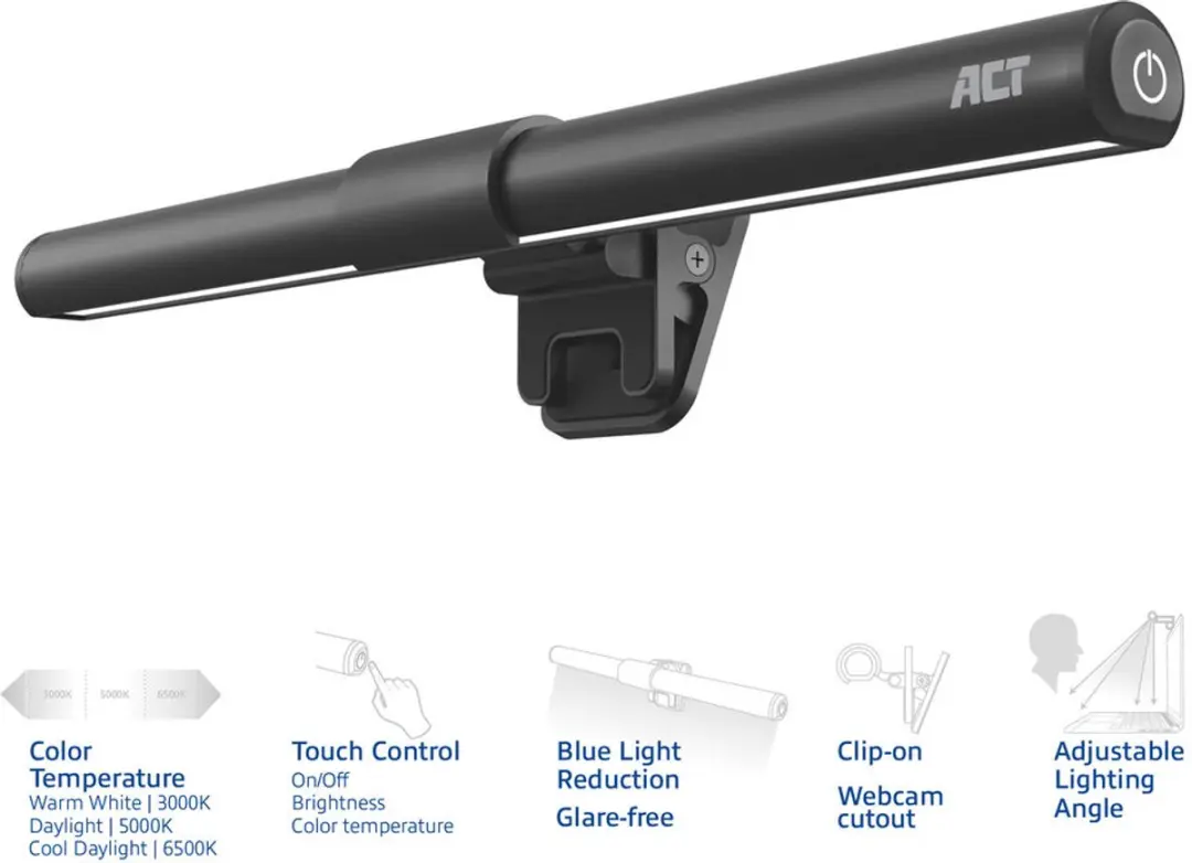 ACT Clip-on Laptop Ledlamp 3000K - USB Voeding