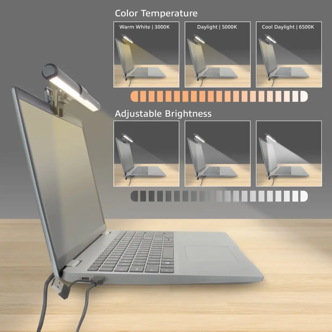 ACT Clip-on Laptop Ledlamp 3000K - USB Voeding