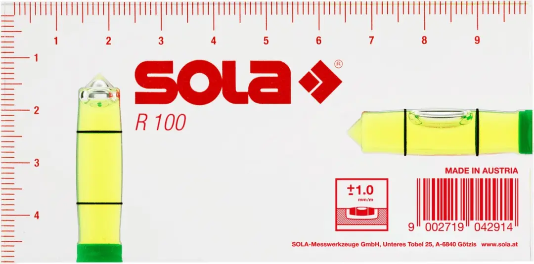 Sola R100 Architectenwaterpas 100x50mm - Rood - afbeelding 6 van 6