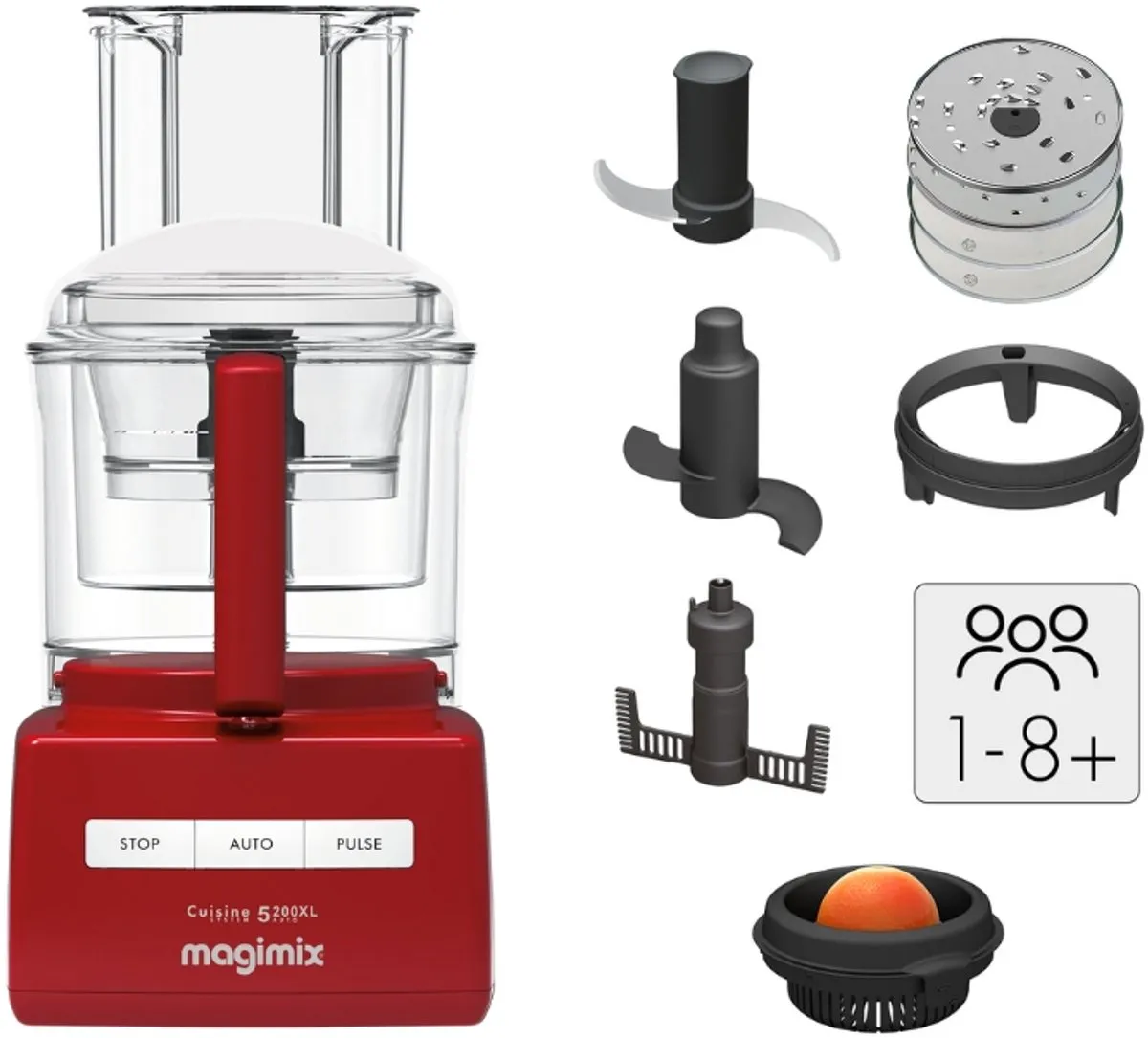 Magimix CS 5200 XL Premium Foodprocessor - Sapcentrifuge 1100W - Rood