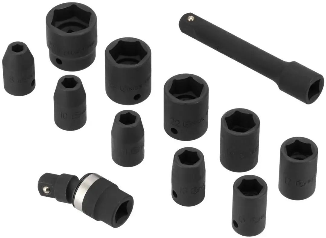 Airpress Slagmoersleutel 1/2" - 10-delige doppenset - 225 l/min - Rood/Zwart
