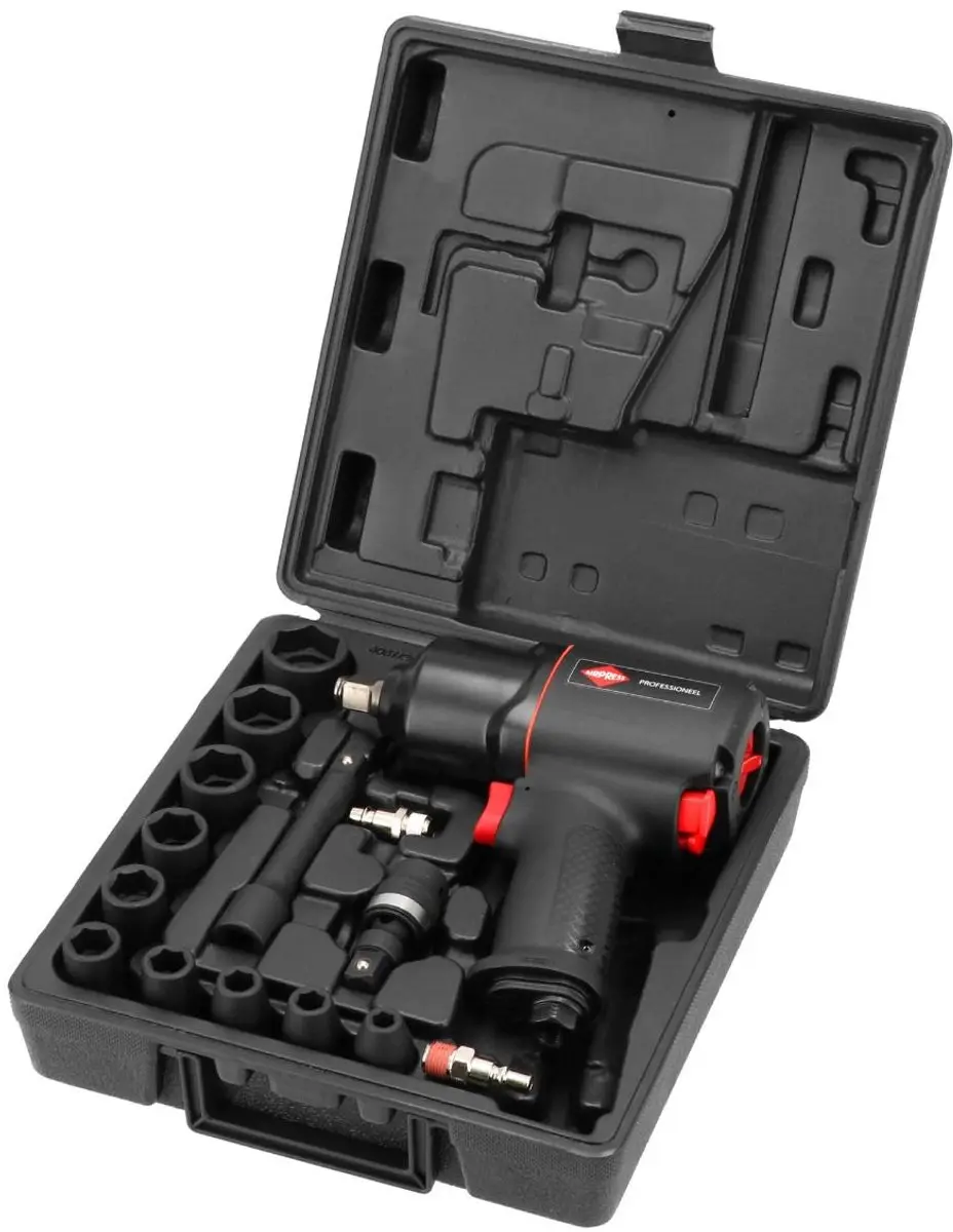 Airpress Slagmoersleutel 1/2" - 10-delige doppenset - 225 l/min - Rood/Zwart
