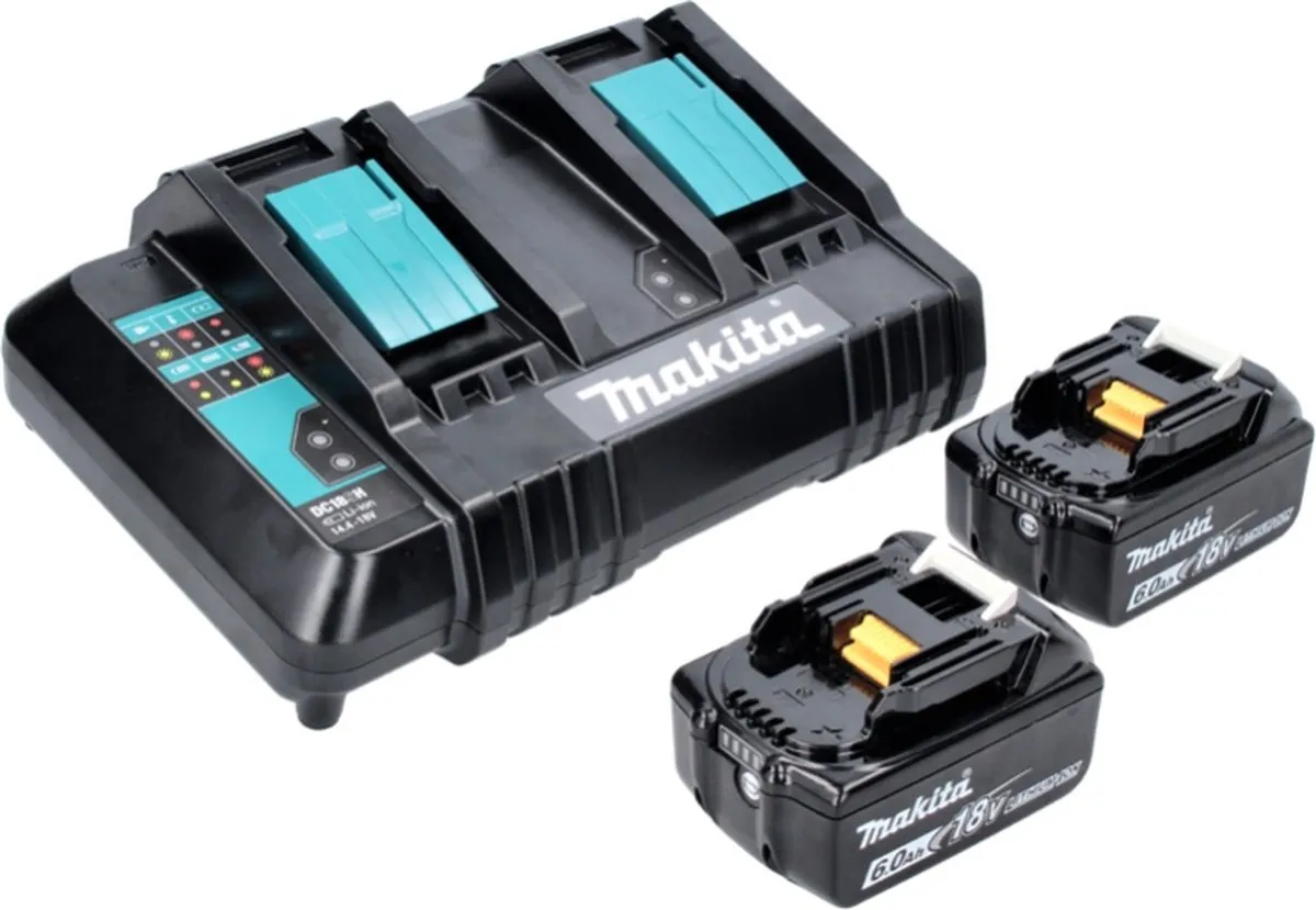 Makita Power Source Kit 18V - 2x BL1860B 6.0Ah + DC18SH Lader