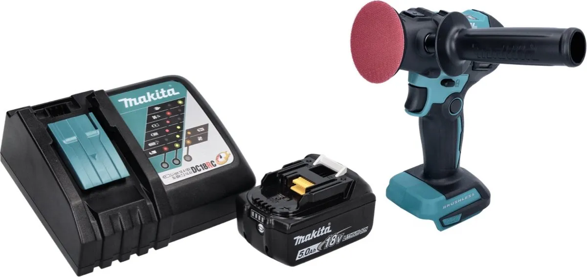 Makita DPV300 RT1 Accu-Polijstmachine 18V - 80mm Borstelloos - 5.0Ah