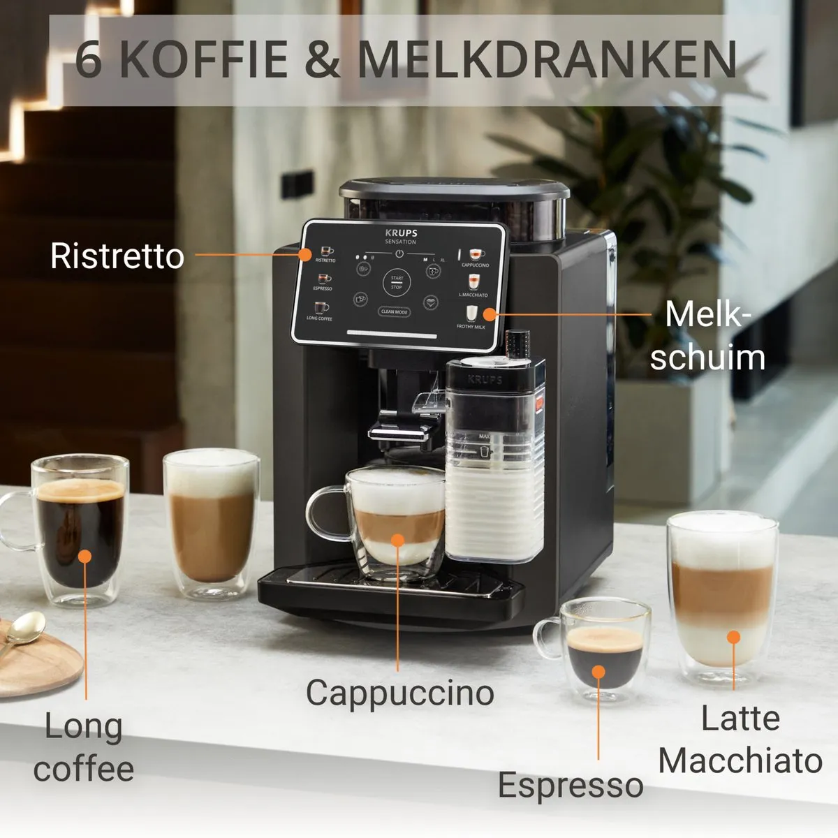 Krups Sensation Milk EA9129 Volautomatische Espressomachine - 6 Recepten - Zwart
