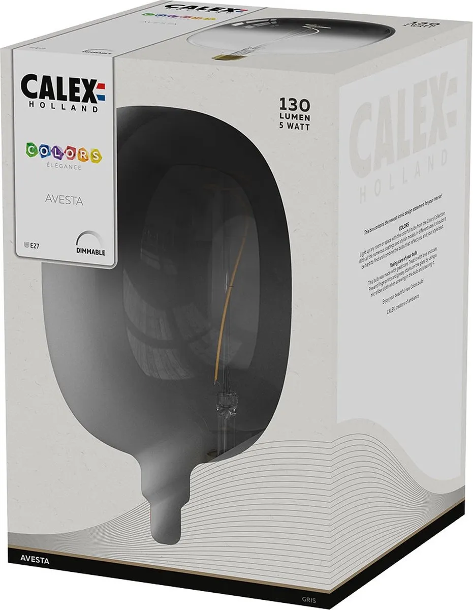 Calex Avesta Colors Gris E27 LED Lamp 5W - Rookglas - afbeelding 6 van 6