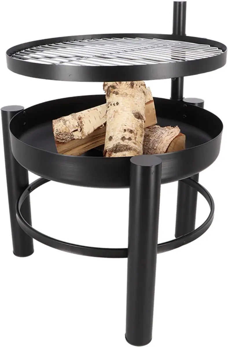 Esschert Design Vuurschaal met grill S - Zwart