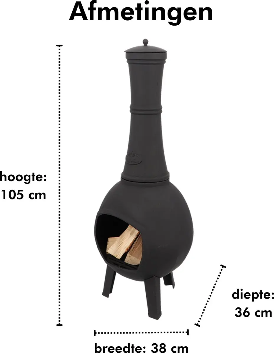 Esschert Design Terraskachel Small Gietijzer Ø39cm - Zwart