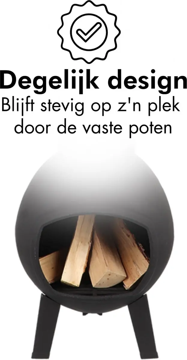 Esschert Design Terraskachel Small Gietijzer Ø39cm - Zwart