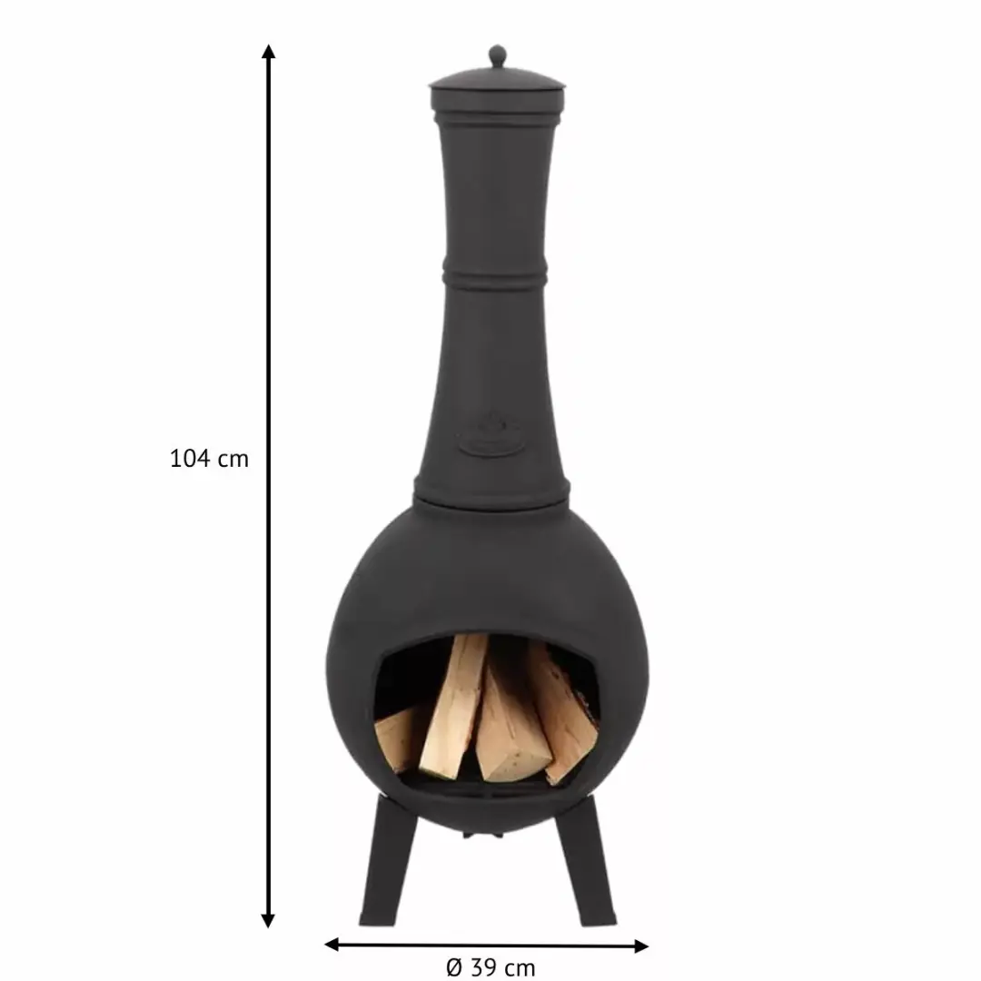 Esschert Design Terraskachel Small Gietijzer Ø39cm - Zwart