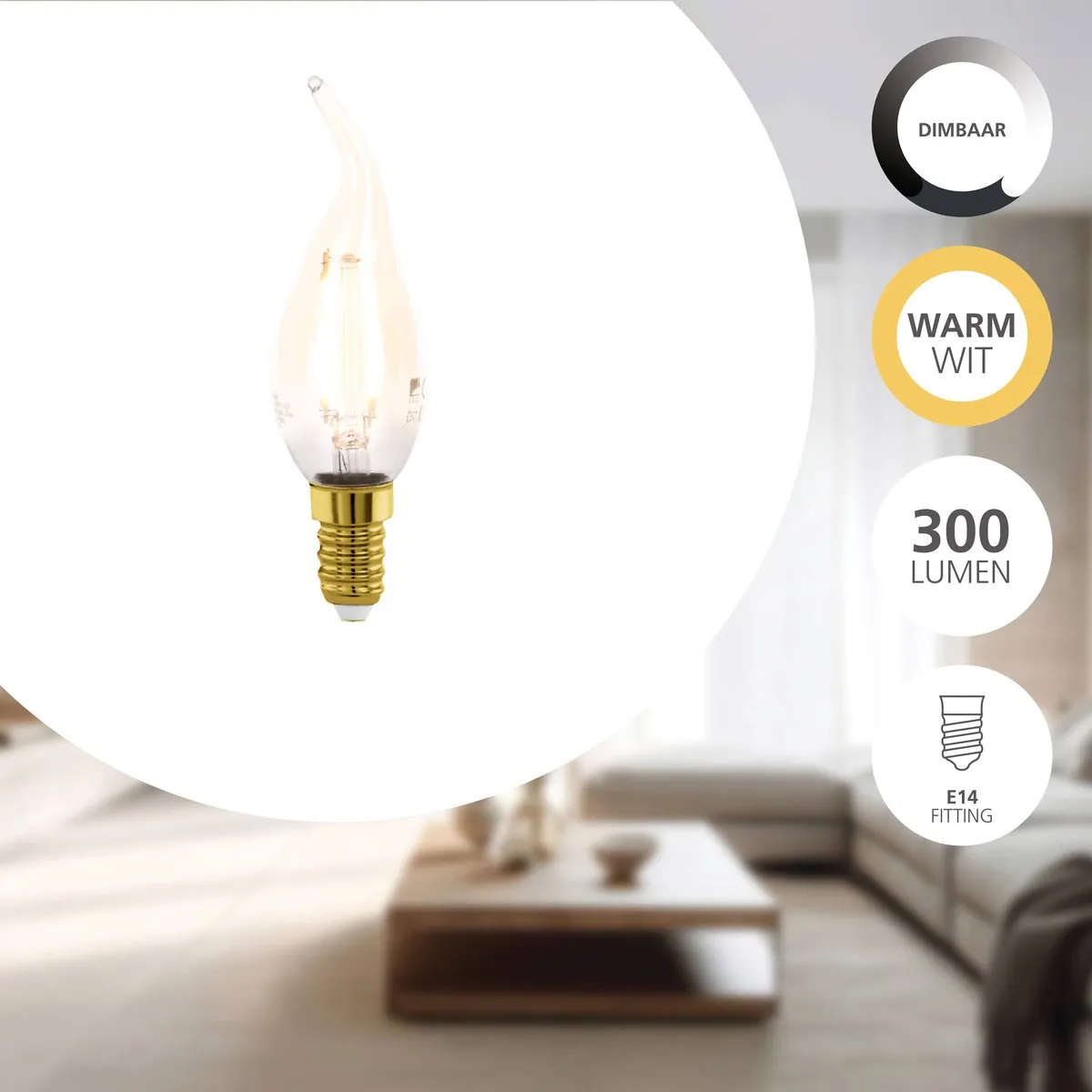 Eglo LED Lamp E14 - 4W - 1700K - Amber - Dimbaar