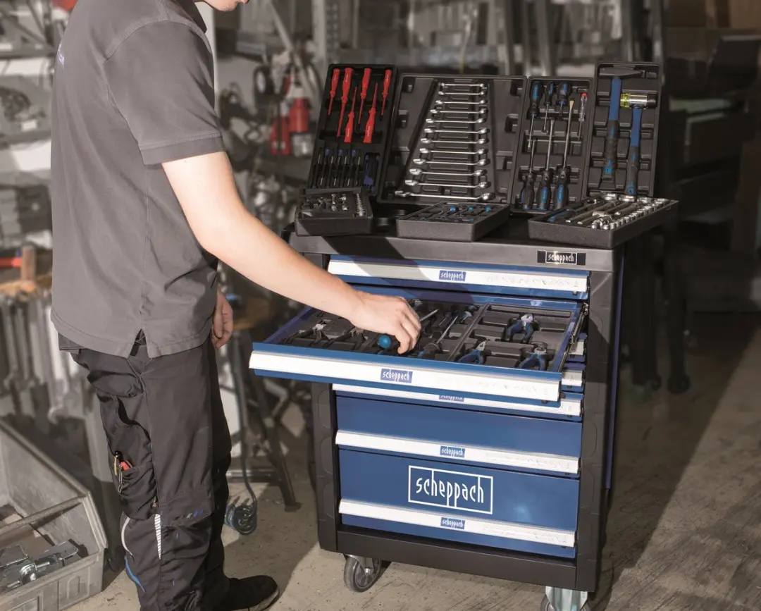 Scheppach TW1000 Gereedschapswagen - 263-delig - 7 Lades - Blauw/Zwart