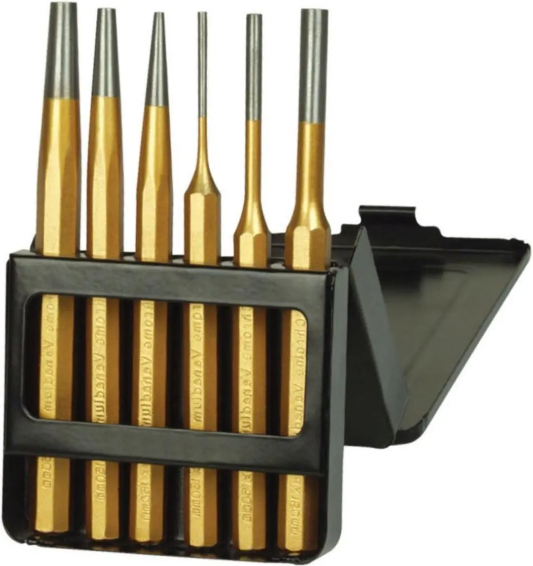 Brüder Mannesmann 65410 Doorslag & Pendrijver Set 6-delig - Zwart/Grijs/Geel