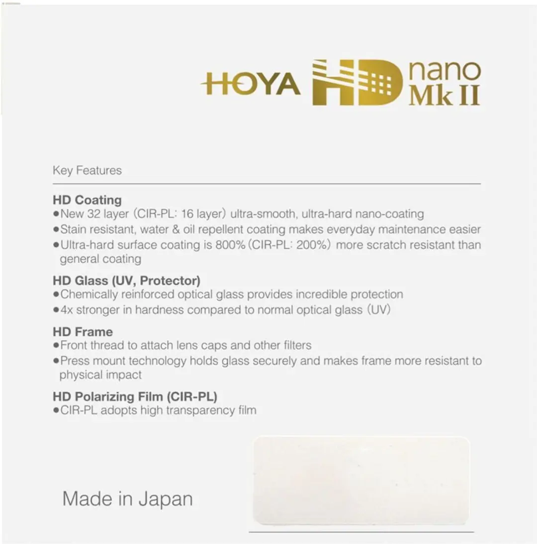Hoya HD Nano MkII UV Filter 72mm - Y600315
