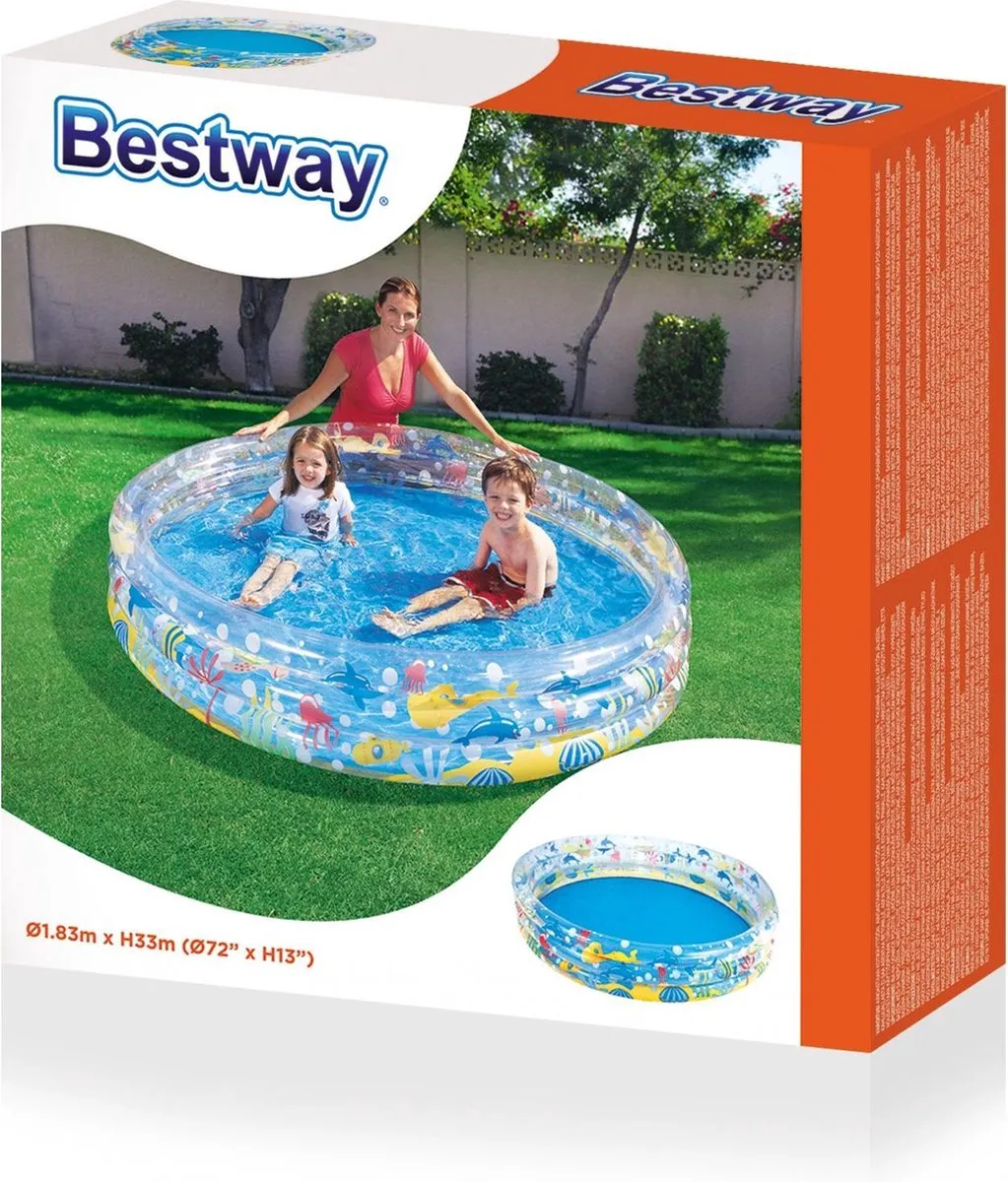 Bestway Deep Dive 3-Ring Kinderzwembad 183cm - Multicolor - afbeelding 9 van 11