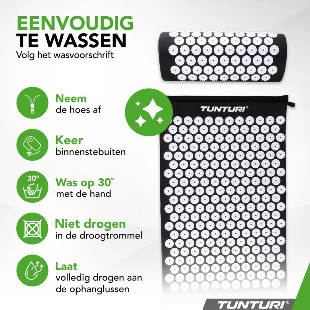 Tunturi Spijkermat met Kussen Acupressuur - 68x42cm - Zwart