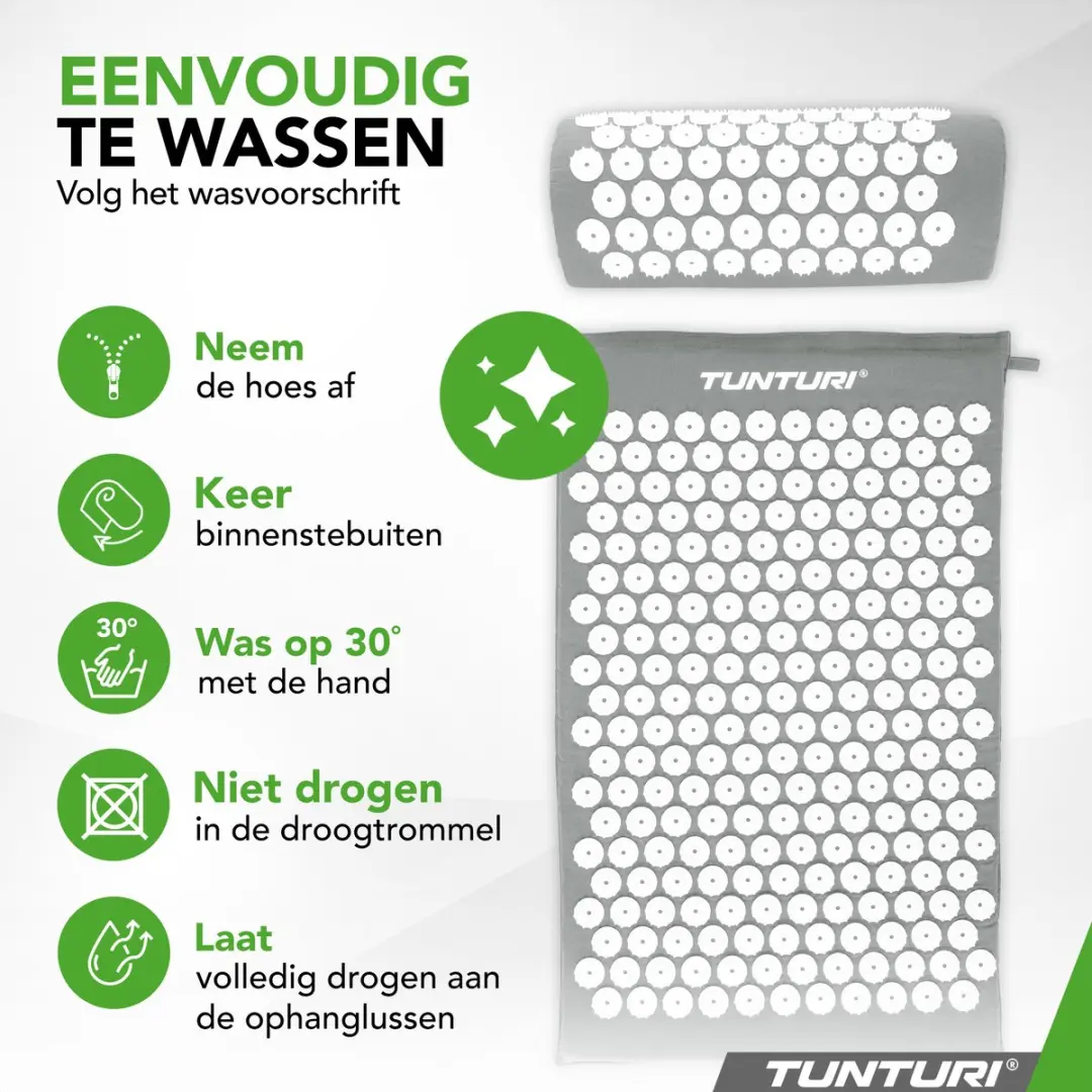 Tunturi Spijkermat met Kussen Acupressuur - 68x42cm - Grijs