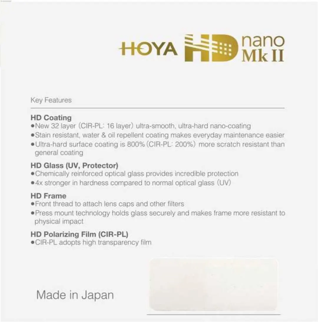 Hoya HD Nano MkII CIR-PL Circulair Polarisatiefilter 72mm - Zwart