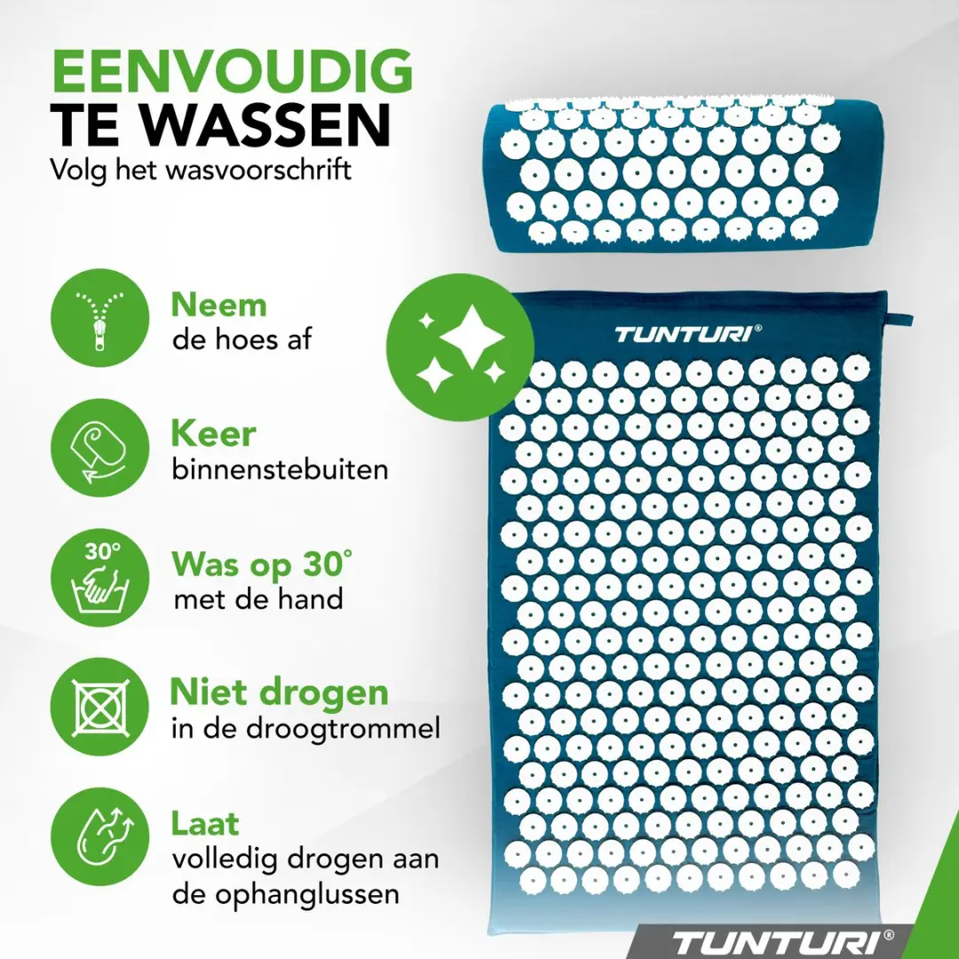 Tunturi Spijkermat met Kussen - Acupressuur 68x42cm - Petrolblauw - afbeelding 6 van 6